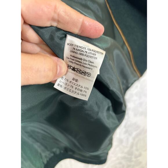 Eddie Bauer Blazer 10 Green Wool Blend Felt Classic Lined Equestrian - Picture 7 of 9